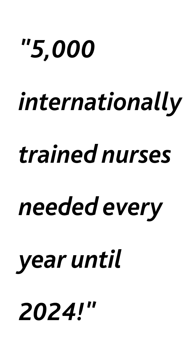 5,000 international nurses needed by the NHS every year until 2024